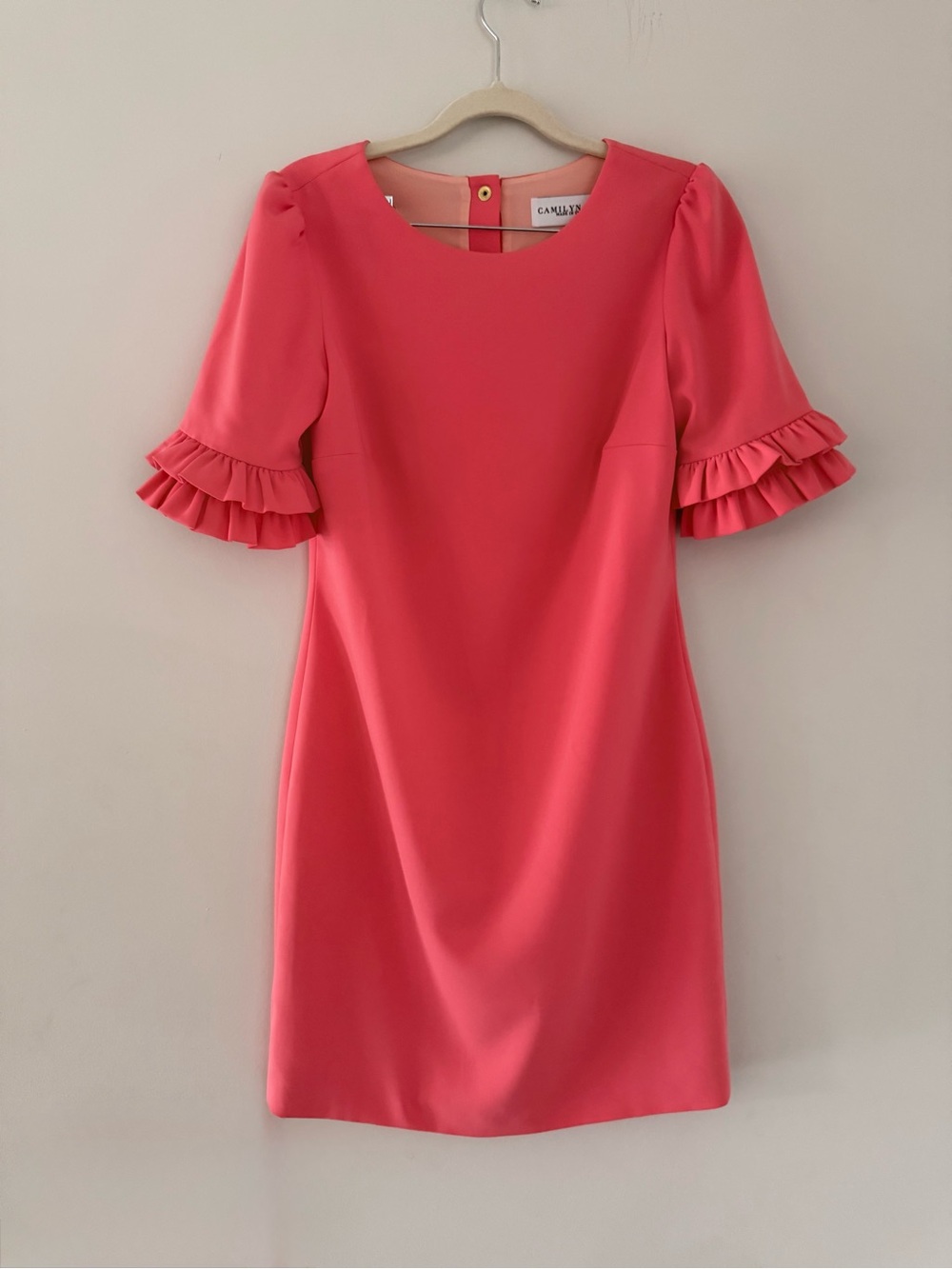 Camilyn Beth Ophelia Dress Coral Pink Wedding Guest Ruffle‎ Size S 4